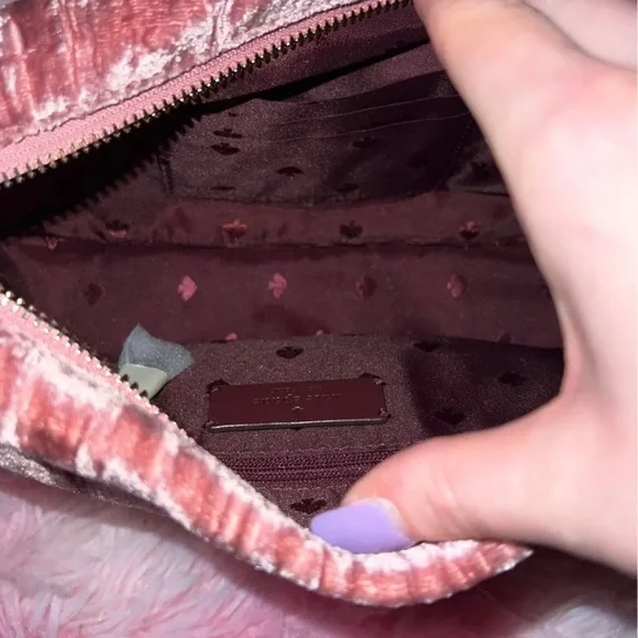 Kate spade bow crush velvet fabric baguette bag - Picture 2 of 7